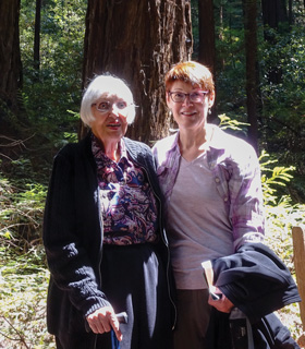 Mary and Betty amongst the redwood trees